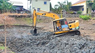 New work of old version Excavator E120B is restoring the mud of an old pond [upl. by Ainahpets69]