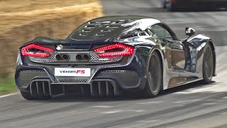 1818HP Hennessey Venom F5  66L Twin Turbo V8  Engine Start Accelerations FlyBy amp Flames [upl. by Hare628]