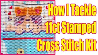 Cross Stitch Tutorial  How I Tackle An 11 Count Stamped Canvas [upl. by Omrellug]