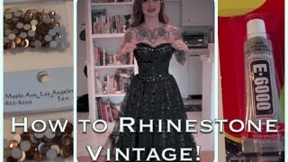 DIY How to add sparkle to a vintage dress with rhinestones by CHERRY DOLLFACE [upl. by Allis]