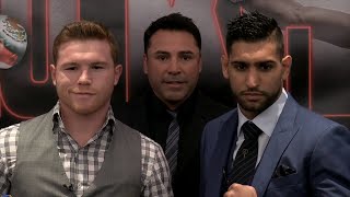 Canelo Alvarez vs Amir Khan London Press Conference video highlights [upl. by Bartolemo]