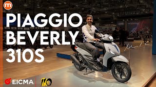 Piaggio Beverly 310  Più muscoli per lo scooter a ruote alte Live da EICMA 2024 [upl. by Leiso]