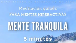 Meditación guiada MENTE TRANQUILA 🤍🌀 para Mente Hiperactiva  5 minutos MINDFULNESS [upl. by Kirkpatrick]