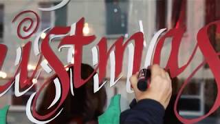 Christmas Calligraphy on Windows Handpainted shopfronts [upl. by Carolle]