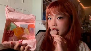 asmr 2 minute edible crystal candy kohakutou  mouth  eating sounds [upl. by Alrahs]