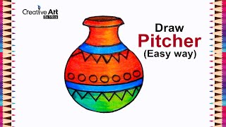 How to draw pitcher step by step easy  Pitcher drawing with color [upl. by Ostler]