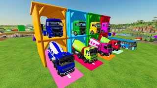 TRANSPORTING COLORED POLIMIX MIXER CEMENT TRUCK TO GARAGE WITH MAN TRUCK [upl. by Acinimod]