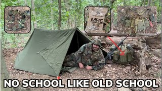 Solo Overnight Practicing Misery in The Woods with Old School Military Gear [upl. by Strander849]