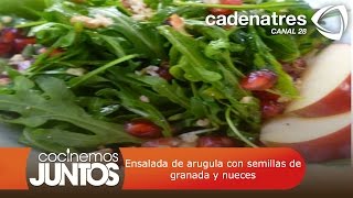 Ensalada de arugula con semillas de granada y nueces [upl. by Leesen556]