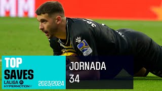 TOP PARADAS Jornada 34 LALIGA Hypermotion 20232024 [upl. by Thordia]