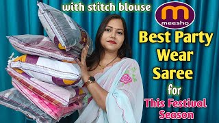 Meesho Latest Trending Party Wear Saree Collection ❤️  Meesho Saree Haul  Adhira [upl. by Arorua]