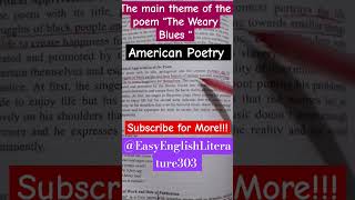 The Weary Blues maintheme american poetry virashorts foryou now tranding [upl. by Eicnan]