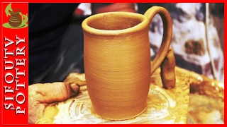 Pottery throwing  How to Make a Large Pottery Mug 76 [upl. by Japheth722]