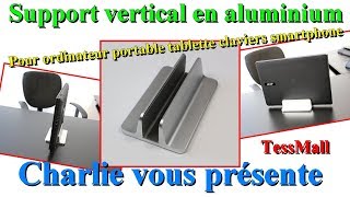 Support vertical en aluminium pour ordinateur portable  tablette  claviers  smartphone TessMall [upl. by East227]