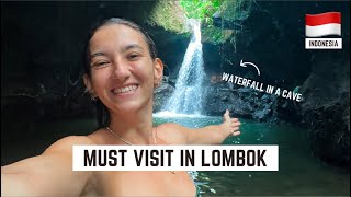 MOST BEAUTIFUL WATERFALLS in LOMBOK Indonesia  Travel Vlog [upl. by Bentlee]