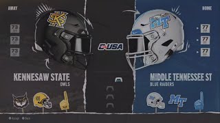 EA SPORTS College Football 25 2024 Week 8 Kennesaw State  Middle Tennessee State [upl. by Anerac]