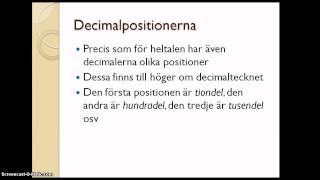 Talförståelse Talsystemet  Decimaltal [upl. by Nessi]