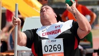 Athletics  Rob Hughesmens  shot put F3233 final  2013 IPC Athletics World C [upl. by Nwahser]