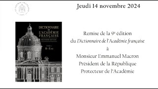 Remise de la 9e édition du Dictionnaire de l’Académie française [upl. by Cave]