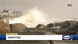 Splashover seen at Hampton Beach as high tide approaches [upl. by Liris]