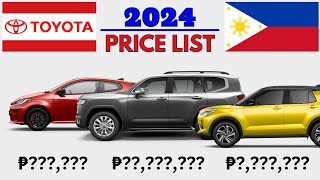 TOYOTA CARS PRICE LIST PHILIPPINES 2024 [upl. by Biggs]