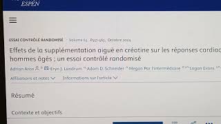 Réponses cardiaques et vasculaires de la prise de créatine chez les seniors [upl. by Nerahs]