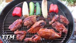 How to BBQ ChickenCutup Whole Fryer Chicken Grilled on my New Weber Kettle Charcoal Grill [upl. by Fredel]