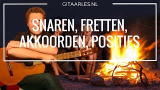 Gitaar leren spelen voor beginners posities snaren fretten akkoorden  Gitaarles [upl. by Naxor223]