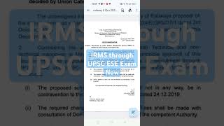 IRMS Recruitment through UPSC ESE Now AgainWe are Back [upl. by Aitsirhc]