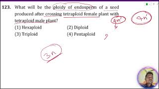 What will be the ploidy of endosperm of a seed produced after crossing tetraploid female plant with [upl. by Inigo]