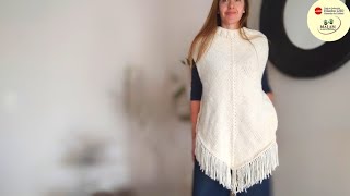 Poncho Pino en dos agujas super fácil para principiantes Bebes niños y adultos tricot palillos [upl. by Banerjee]