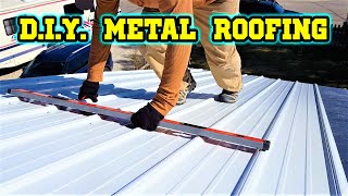 How to install 5Rib Metal Roofing panels on solid sheet decking for beginners [upl. by Gariepy]