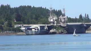 Puget Sound Navy Yard with 4 stored US Carriers Bremerton WA 762013 b [upl. by Alesram943]