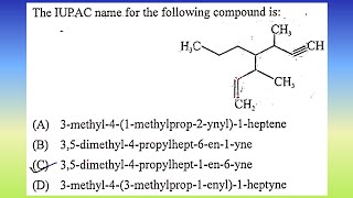 The IUPAC name for the following compound is  1 3methyl41methylprop2ynyl Doubtify JEE [upl. by Leachim439]