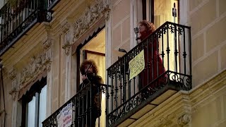 Spanish singer livens up coronavirus lockdown with balcony concert [upl. by Nywra]