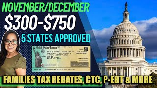 NEW STIMULUS CHECK IN NOVEMBER AND DECEMBER 2023 750 REBATES amp 300 GRANT 5 STATES [upl. by Aleak]