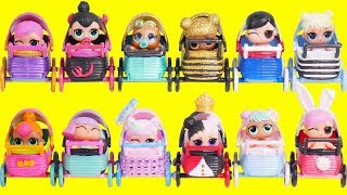 LOL Surprise Dolls Mix Custom Strollers with Lil Sister Fuzzy Pets  Toy Egg Videos [upl. by Kenway]