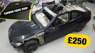 INSTALLING A M3 CARBON FIBER ROOF ON MY BMW 335I I PAID £250 [upl. by Unhsiv958]