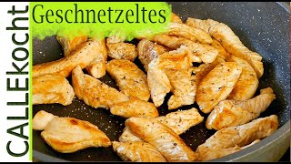 Putengeschnetzeltes in Champignon Rahmsoße  Schnelles leckeres Rezept [upl. by Annawoj572]