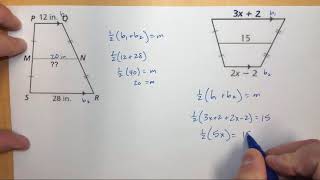 Trapezoid midsegment with algebra [upl. by Welles804]