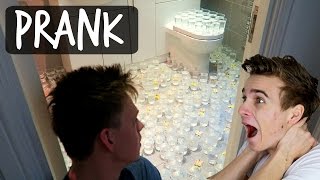 PAINFUL BATHROOM PRANK ON ROOMMATE [upl. by Lyrahs]