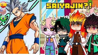 👊Hashiras Tanjiro KamadoDemon Slayer and MHABNHA React to Goku Dragon ball ZSuper 🇧🇷🇺🇲🇪🇸👊 [upl. by Eirol]