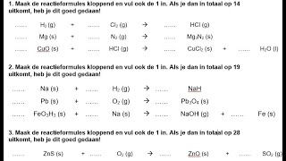 Hoe maak ik een reactievergelijking kloppend Of reactieformules kloppend maken [upl. by Zullo151]