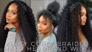 KINKY CURLY BRAIDED HALO HEADBAND WIG  ALIPEARL HAIR  WINE N WIGS WEDNESDAY  ALWAYSAMEERA [upl. by Asert]