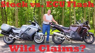 Wild claims  Popular ECU Flash vs stock on my Kawasaki Concours 14s [upl. by Valer]