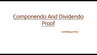 Componendo And Dividendo Proof [upl. by Simmie]