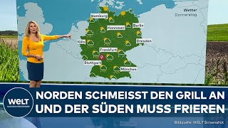 WETTER Regen und Kälte in Süddeutschland im Norden meist trocken und warm  perfekt zum Grillen [upl. by Aundrea]