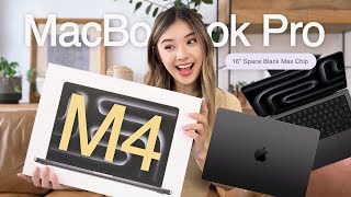 M4 MacBook Pro UNBOXING  SETUP Space Black 16 Inch M4 Max Chip [upl. by Nnahgaem]