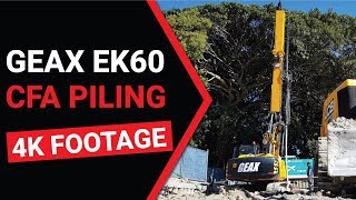 4K Geax EK60 Piling Rig in CFA Piling Work Continous Flight Auger [upl. by Gayner]