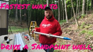 Fastest way to drive a sand point well sandpointwell drivingasandpointwell karlsoffthegrid [upl. by Affer]